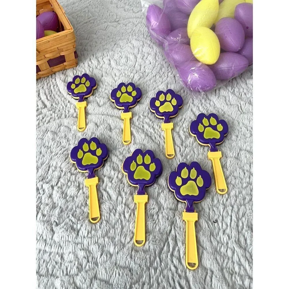 LSU Themed Party Supplies Pack, Basket. Balls, Clappers, Shaker, Pins, Stickers
